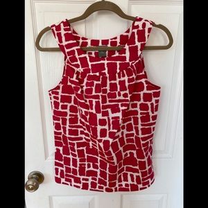 Ann Taylor Women's Sleeveless Top Pink/White Blouse Size XS